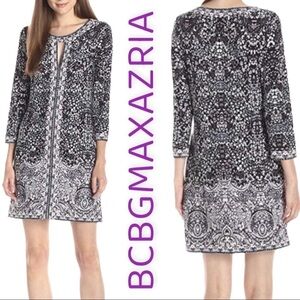 BCBGMAXAZRIA Avila Lavender Floral Mini Shift Dress,‎ Size Medium